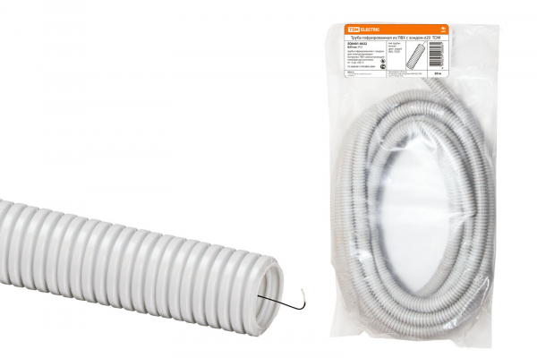 Труба ПВХ гофрированная с протяжкой 20мм TDM (20м/бухта) (кратно 20)