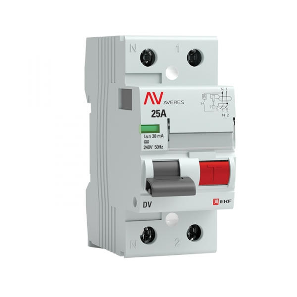 Устройство защитного отключения DV 2P  25А/ 30мА (A)  EKF AVERES