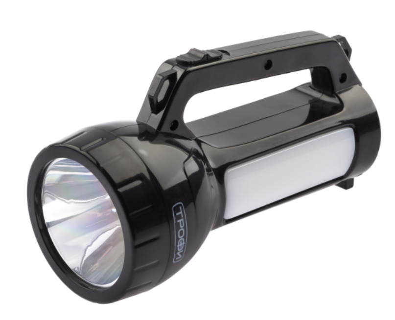 Фонарь ТРОФИ PA-504 прожектор 1W SMD LED, боковой светильник- 24 SMD LED,  2 режима, аккумулятор 4