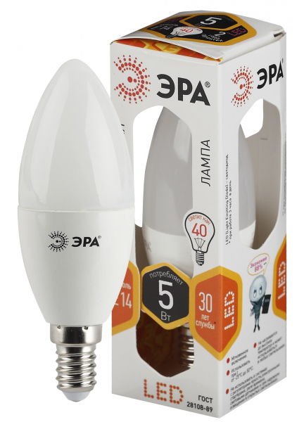ЭРА LED smd B35-5w-827-E14 (10/100/2800)