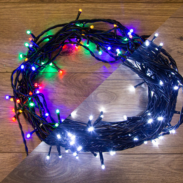 Уличная IP65 Гирлянда Твинкл Лайт  10м  100 LED  черный ПВХ , цвет белый/мультиколор NEON-NIGHT 303-155