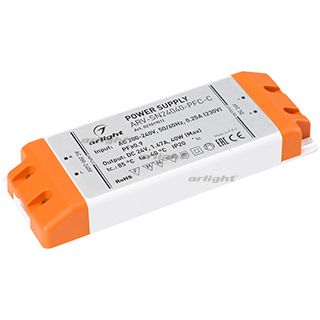 Драйвер Arlight 24V 40Вт IP20 160х58х20  ARV-SN24040-PFC-C (24V, 1.67A, 40W) (ARL, IP20 Пластик, 3 года)