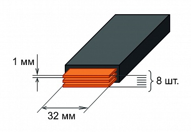 Шина медная гибкая изолированная ШМГ 8х(32x1мм) 2м.
