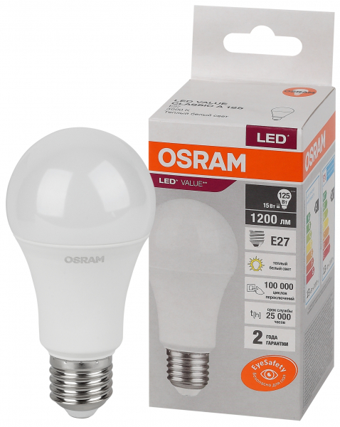 Светодиодная лампа OSRAM A125 15Вт 230В 3000К E27