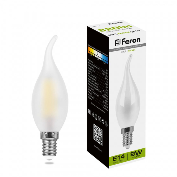 FERON LB-74 (9W) 230V E14 4000K филамент С35Т матовая