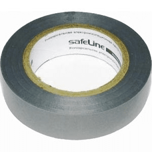 Изолента ПВХ серо-стальная 15мм 10м Safeline