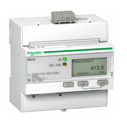 Schneider Electric A9MEM3150R Счетчик 3-ф актив.-реакт. iEM3150, 1 тариф, RS-485, кл. точн. 1, прям. вкл.