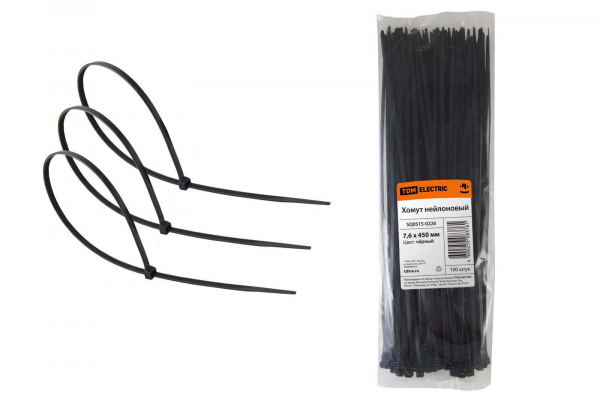 Хомут (стяжка) нейлон  7.6 х 450  черный  (100шт)  TDM SQ0515-0226